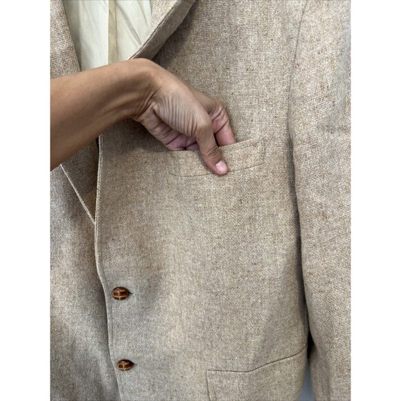 Vintage Derby of San Francisco Mens Sport Coat Blazer Jacket Tweed Tan Size‎ 44 - Picture 4 of 16